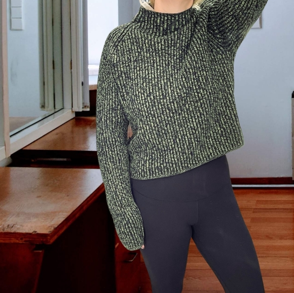 LULULEMON 🏷️NWT Cotton-Cashmere Blend Mock Sweater Green & Black Heather 16/XL